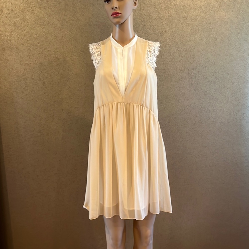 SANDRO Paris lace trim dress